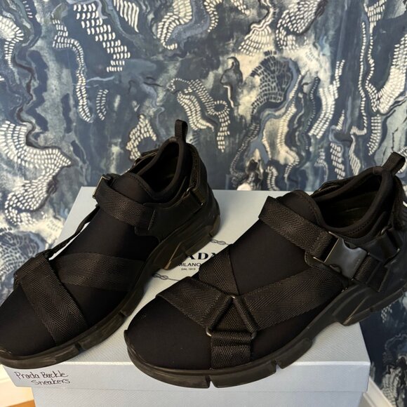 Prada Womens Neoprene Buckle Sneakers 38.5 Black - Picture 5 of 7